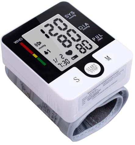 Wrist Blood Pressure Monitor for Home Use, Automatic Talking Wrist Blood Pressure Cuff, Adjustable BP Cuff for Adult Digital Large LCD Display with Battery and Carrying Case