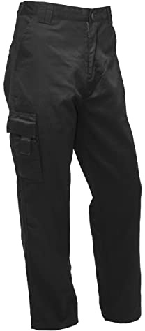 FNT Workwear Black Multi Pockets Men Cargo Combat Work Trousers Work Pants with Button & Zip Fly (34W / 31L, Black)