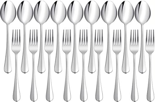 Lot de 24 Couverts en Acier Inoxydable - 12 Fourchettes et 12 Cuillères à Soupe pour Maison, Mariage, Fête, Restaurant