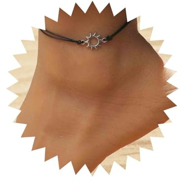 Cimenexe Böhmische Sonne Fußkettchen Schwarz Gewebtes Seil Knöchelarmband Silber Sonnenschein Kette Verstellbar Wachs Fußkettchen Sommer Strand Fußkette Schmuck Für Frauen Und Mädchen