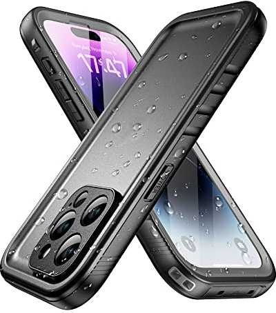 SPORTLINK Waterproof Case - Shockproof Heavy Duty Front Back Cover Built in Screen/Camera Protector 360 Full Body Protective IP68 Dustproof Military Bumper for iPhone 14 Pro Max (6.7), Black