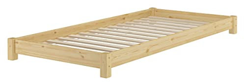 Erst-Holz Breites Flachbett Futonbett Niedrigbett 100x200 Kiefer massiv V-60.51-10, Ausstattung:Rollrost inkl.