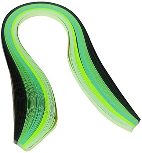 ODETOJOY Quilling Papper Gradient Quilling Remsor 3 mm hantverk Filigranpapper 1/8 tum regnbågsfärg 120 st längd 53 cm (grön)