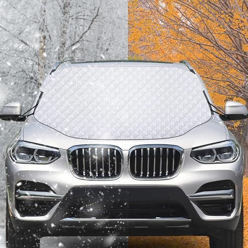 BGTLJKD Frontscheibenabdeckung Ultra-Dick Autoabdeckung Winterschutz Faltbare Abnehmbare Auto Scheibenabdeckung Auto frostschutz Abdeckung für Die Gegen Schnee, EIS, Frost, Staub, Sonne