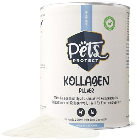 Husdjur Protect kollagenpulver för hundar och katter 300 g – led-hälsa | Kollagen hydrolysat från tysk produktion – naturligtvis med maximal näringsdensitet – kollagenpulver för hunden