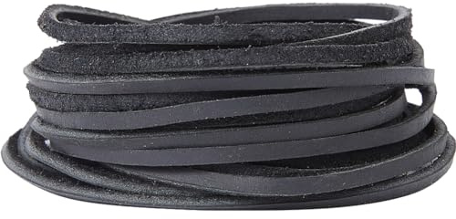 GORGECRAFT 5m x 3mm svart platt läderrem Äkta läderremmar Kohudsträngar Flätat garn Rep för DIY-hantverk Halsband Armband Ankelband Nyckelringar Smyckestillverkning Stövlar Snöre Pärlförsörjning