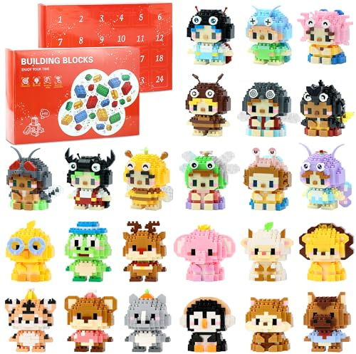 DBPBToU Regalos Calendario Adviento Niños Mini Bloques De Construcción 2025, 24 Sorpresas De Calendario De Adviento, Juguetes Para Niños Y Niñas (Animales)