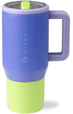 HydroJug Traveler - 20 oz Water Bottle with Handle & Flip Straw - Fits in Cup Holder, Leak Resistant Tumbler-Reusable Insulated Stainless Steel & Rubber Base - Gifts for Women & Men, Lime Rickey