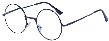 JoXiGo Occhiali da Lettura Donna Uomo +2.5(Nero) Rotondi Vintage Montatura Metallo + Cinturino per Occhiali