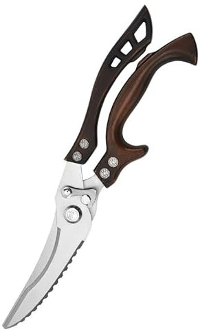 Ciseaux à volaille, ciseaux de cuisine tranchants, ciseaux à volaille, en acier inoxydable avec poignée ergonomique, poulet, dinde ou dinde, ciseaux à viande, oie, pour couper le canard, couleur bois