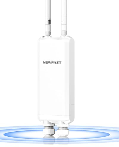 NEWFAST 1200Mbps Waterproof Gigabit Outdoor WiFi Booster, Wireless Access Point Gigabbit RJ45 ports, Outdoor WiFi range Extender Booster support up to 76 Device, WPA2, Passive PoE