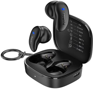 Belkin SoundForm Anywhere Wireless Earbuds, Lightweight Earbuds for Side Sleeping with Long-Lasting Comfort, Bluetooth 6.0, 26H Battery Life, IPX4, Earphones for sleeping, sports and more - Black