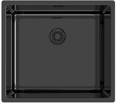 Edesa Évier de cuisine bas plan 1 cuve carrée FUJI BE 45 x 40 cm Acier inoxydable Profondeur 18 cm Fond absorbant Accessoires inclus Couleur noire