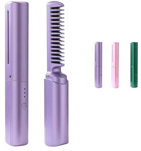 2026 New Ceramic Hairdressing Comb Smooth, Frizz-free Hair Anytime, Anywhere, Cedar and Ash Ceramic Hairdressing Comb Mini Cordless 2-in-1 Touch-up Combs for Less Frizz (1pcs Purple)
