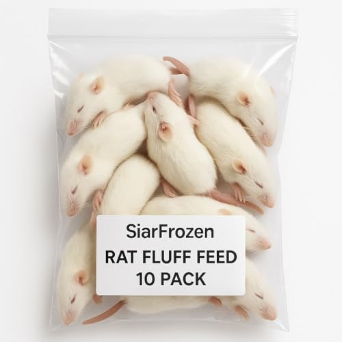 SiarFrozen Rat Fluff Feed – 10 Pack | Small Frozen Food for Snakes, Reptiles & Birds of Prey | Clean, Consistent & Well-Prepared