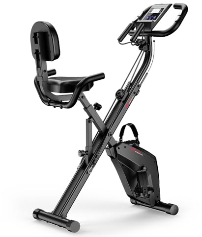 Cyclette pieghevole silenziosa (<20 dB) 3 in 1 con 8 resistenze magnetiche, display LCD multifunzione e supporto per tablet, per uso domestico, regolabile in altezza da 155 a 190 cm