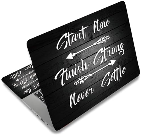 SUPERDANT Juego de 3 pegatinas para ordenador portátil con citas motivativas, 38 x 27 cm, extraíble, PVC, para 12, 13, 13,3, 14, 15, 15,4 y 15,6 pulgadas, color negro