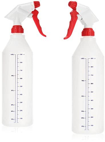 COM-FOUR® 2x sprayflaska med våg, vattenpumpsspruta med 28/400 gänga | trädgård - verkstad - bil - 900 ml atomizer med justerbart munstycke