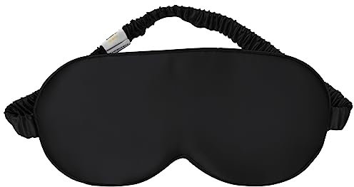 Sleep Mask,Silk Eye Mask for Sleeping Women/Men/Girls,19 Momme Both Sides 100% Pure Mulberry Silk Blackout Anti-Allergy Blindfold with Elastic Strap for Night,Travel,Nap,Meditation (Black)