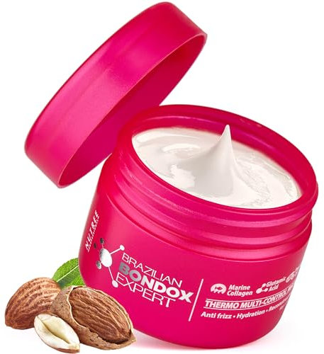 HAARPFLEGEMASKE FÜR GESCHÄDIGTES HAAR BRAZILIAN BONDOX 80 g | Thermoaktive Maske für trockenes, krauses Haar | Formaldehydfrei & tierversuchsfrei | Ergebnisse bis zu 1–3 Monate | Mit Mandelöl