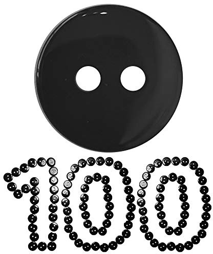 100 X Black Buttons 11MM, Ideal for Sewing, Crafting, DIY Cards and Ornaments etc