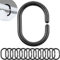 Anelli Tenda Doccia, 12 pezzi, in Nero, Diametro Interno 49 x 29 mm, per Bastoni Tende Doccia, Robusti Anelli Tende di Plastica, Ganci per Tende, Anelli di Plastica per Tende Doccia, gancio C-ring