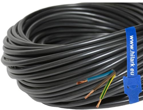 Hilark 25m Câble H05VV-F 3x2,5 mm2 (3g2,5 mm2) Noir Câble pour rallonges électriques