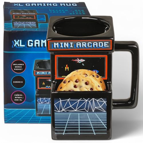 MIJOMA XL kaffe- och temugg med kakfack – keramisk mugg med handtag och bricka – 400 ml