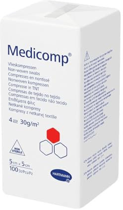Medicomp Vlieskompressen 10 x 10 cm , 4fach, unsteril 100 Stück in Papierbeuteln
