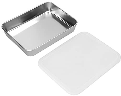 Teglia da Forno in Acciaio Inossidabile, Teglia Grande con Coperchio Teglie Rettangolari Per Torte Teglia Antiaderente Teglia Per Brownie con Coperchi(M)