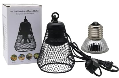 Lucky Farm Heating Lampshade Reptile Anti-Scald Heater Guard with 25W UVA+UVB Heating Lamps for Terrarium Chameleon Lizards Snakes