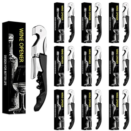 Cavatappi, Apribottiglie Vino,3 in 1 Cavatappi+Lama Corta Capsule+ Apribottiglie,Cavatappi a Leva Acciaio Inox (5, Nero)