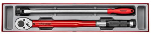 Teng Tools 2 Piece 1/2 Inch Drive 30-150 FT/LB (40-210Nm) Torque Wrench & 17 Inch Long Breaker Bar Tool Tray - TTX2493