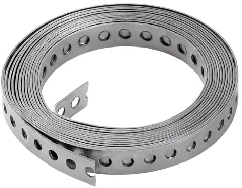 Bande Perforée,Bande de Fixation,Ruban Perforé de Montage,10 m de Ruban Métallique Perforé,Collier de Serrage,pour la Fixation de Câbles,Tuyaux et Conduites,12 mm x 10 m