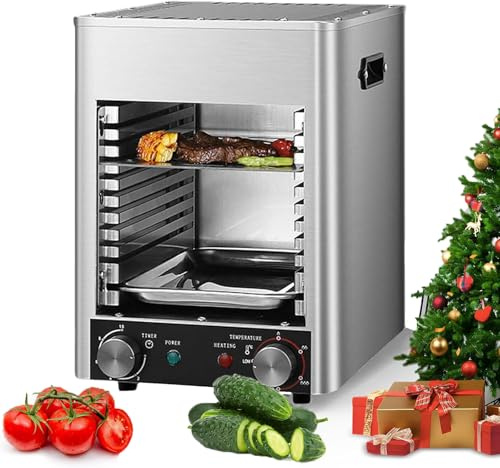 RoyceBee Elektrischer Steakgrill, 1700 W Steakgrillofen, Heizt Bis Zu 1472 Grad Auf, Gewerblicher Steakherd mit Timer, zum Kochen Von Steak, Rind, Schwein, Huhn, GemüSe