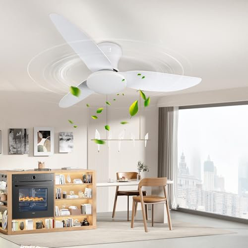 Dibaful Ventilateur de plafond 100cm avec éclairage, plafonnier LED 46W | Ventilateurs de plafond avec télécommande, variateur d'intensité 6 vitesses, pour chambre, salon, salle à manger Blanc