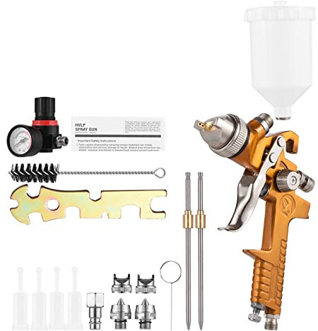 Pistola a spruzzo per pittura a spruzzo con alimentazione a gravità, aerografo, con 3 ugelli per mobili auto verniciati a spruzzo (ugello da 1,5/1,7/2,0 mm)