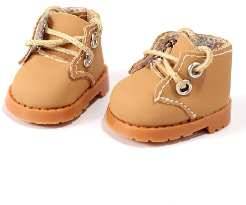 Lyreh Chaussures de Mini-Poupée, 5 x 2,3 cm Baskets en Cuir PU pour Poupée en Peluche Jolies Chaussures Fingerboard Accessoires de Tenue Jouet (Jaune)