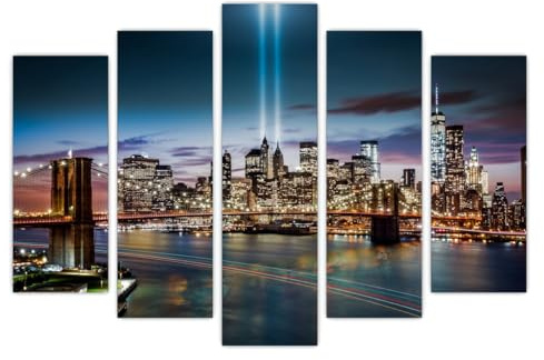 AREDE Set di 5 Stampe da Parete Quadri Moderni Decorazioni da Muro per Casa Soggiorno Camera da Letto e Cucina New York| 120 x 80 cm | Pronto da appendere