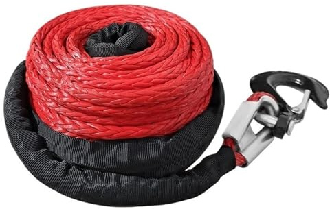 Cavo for verricello sintetico da 10 mm x 25 m, 20.000 libbre, con gancio for verricello, fune di traino for ATV (U*T*V), veicoli fuoristrada, fune di salvataggio fuoristrada