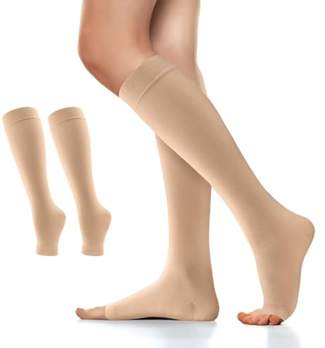 Migliore Wear 1 par kompressionsstrumpor kvinnor och män 20–30 mmHg | Klass 2 medicinska stödstrumpor, trombosstrumpor för flyg, åderbråck, ödem