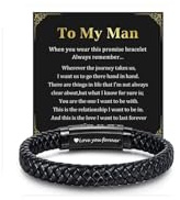 XUANPAI Men's Bracelets Gifts Jewellery - to My Men Dad Boyfriend Brother Son Bracelet Leather Black Stainless Steel Birthday Gifts Valentines Christmas for Men Teenage Boys (To My Men)