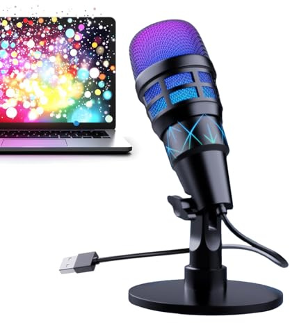 dewdat Micrófono para PC, Micrófono de Condensador con Cancelación de Ruido, Accesorios para Auriculares USB para Estudio De Grabación Auriculares Música Podcast Streaming