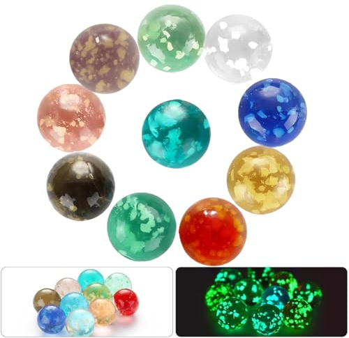 OIXEYA 10pcs Biglie di Vetro Colorate, Biglie di Vetro Per Bambini,Glass Marbles, Diametro 16 mm, Fosforescenti,Biglie si Illuminano al Buio per Decorazioni Casa Giochi di Marmo Riempitivi di Vasi