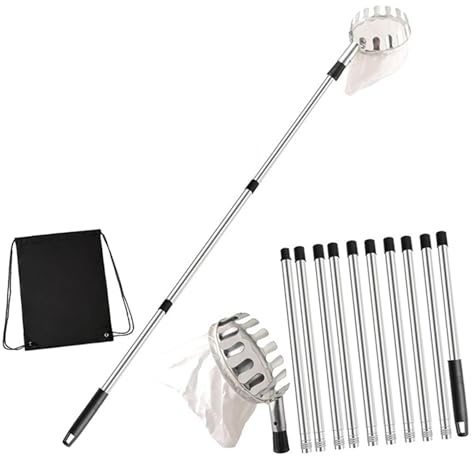 Qsvbeeqj Collecteur de fruits extensible de 13 pieds télescopique avec panier de protection en tissu - Pas d'escalade nécessaire pour les jardins domestiques - Cueille-cueillette en acier inoxydable