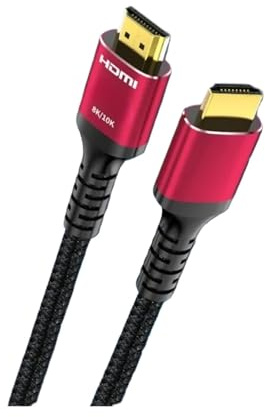 Câble HDMI 48 Gbit/s 10K/8K/4K – Version 2.1, Compatible Avec CYANMI, Roku/TV/PS5/HDTV/Blu-ray (3D/eARC/HDR10/HDCP 2.2 Et 2.3)(Red,5m)