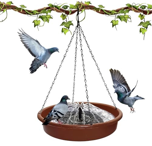 Fontana da appendere per uccelli a energia solare, ciotola per uccelli per giardino con catena, fontana solare per vasca per uccelli, mangiatoia per uccelli selvatici, decorazione per esterni