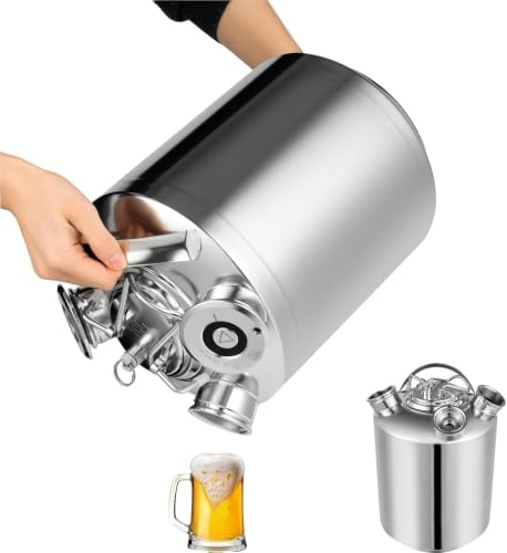 Wiefiche Fût de nettoyage de bière de 10 l, 3 têtes en acier inoxydable 304, kit de nettoyage avec brochettes A, S, G, anti-fuite et nettoyant pour canalisations de bière