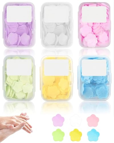 JEXOWIQ Lot de 600 mini feuilles de savon portables,feuille de savon, Papier parfumé pour le lavage des mains, savon soluble dans l'eau pour le camping, la randonnée et l'utilisation en extérieur