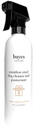 Bayes High-Performance Stainless Steel BBQ Exterior Cleaner and Protectant - Cleans, Shines and Protects Stainless Steel Barbecue Surfaces, Shields from Outdoor Elements - 16 oz